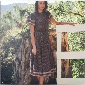 Trovata Birds of Paradis Nancy Midi Dress Floral Short Sleeve XS